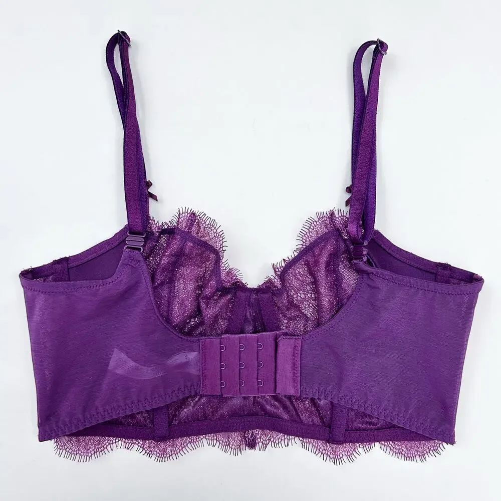 Victoria's Secret Dream Angels Push-Up Without Padding Purple Gold Lace Bra 32D